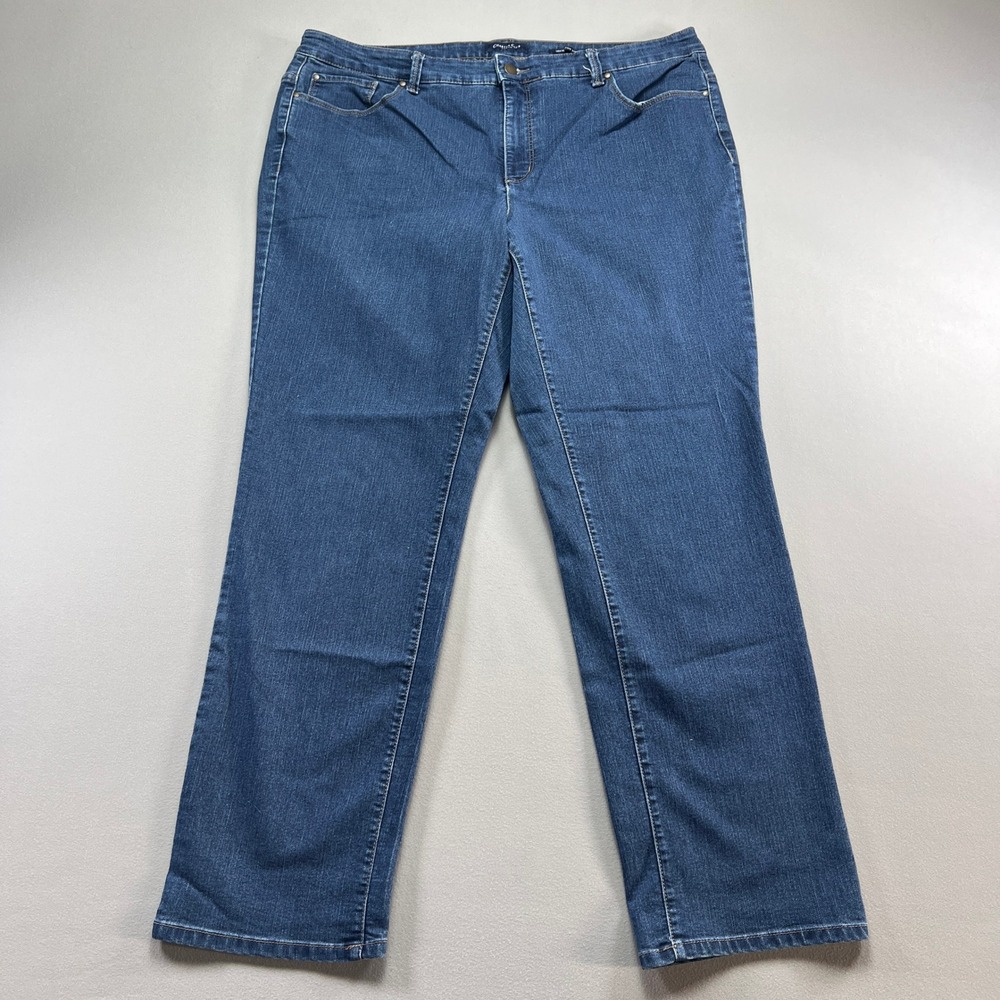 Charter Club Lexington Straight Jeans Womens 18W Blue Denim Cotton High Rise